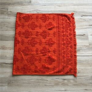 Debbie Taylor Full Length 100% Cotton Embroider Orange Floral Texture Towel Bath